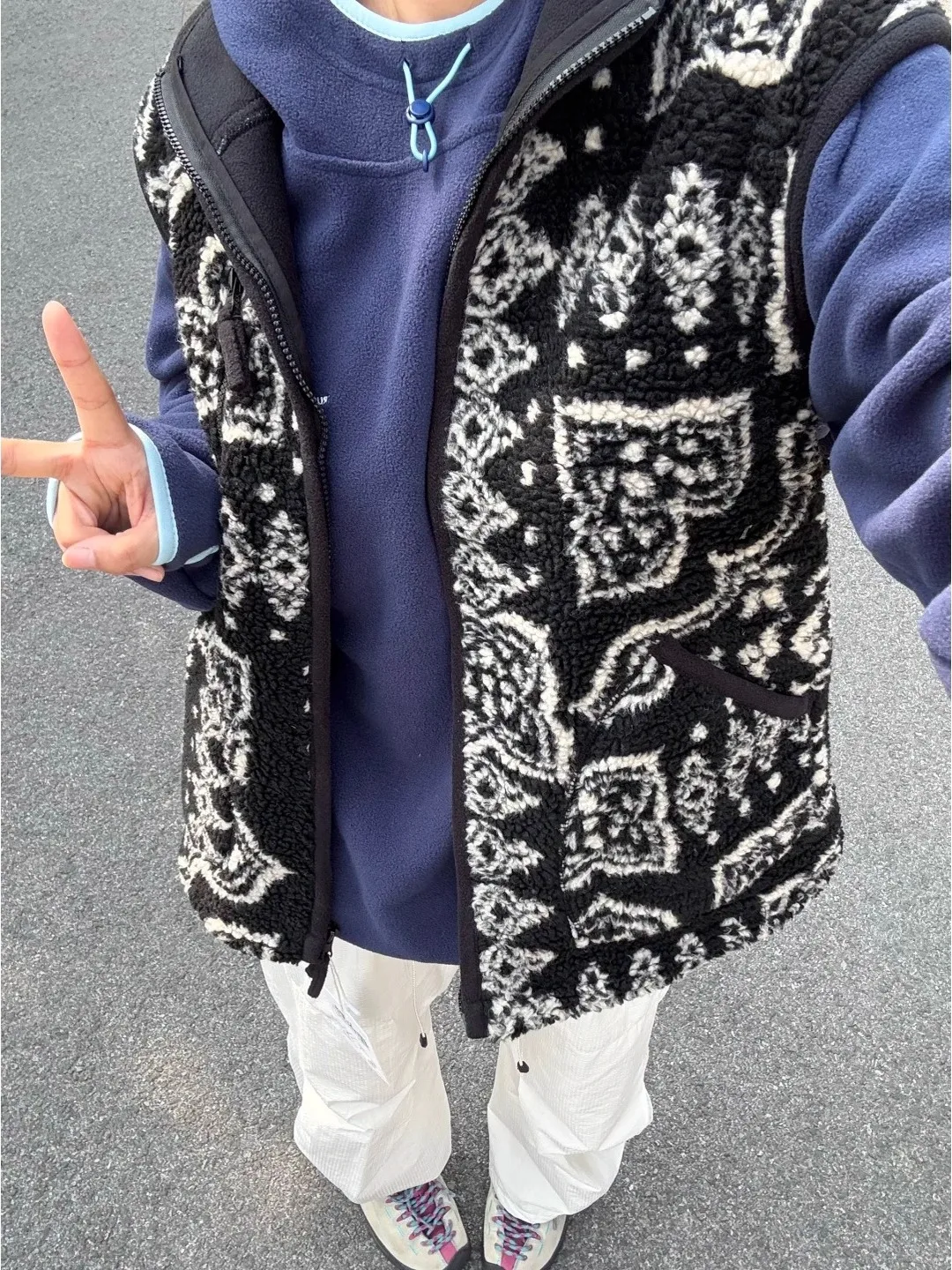 

Retro Ethnic Pattern Fce Vest Men Women Sle Autumn Winter Stand Collar Fair Isle Cardigan Sweater Hooded Zipper Closure
