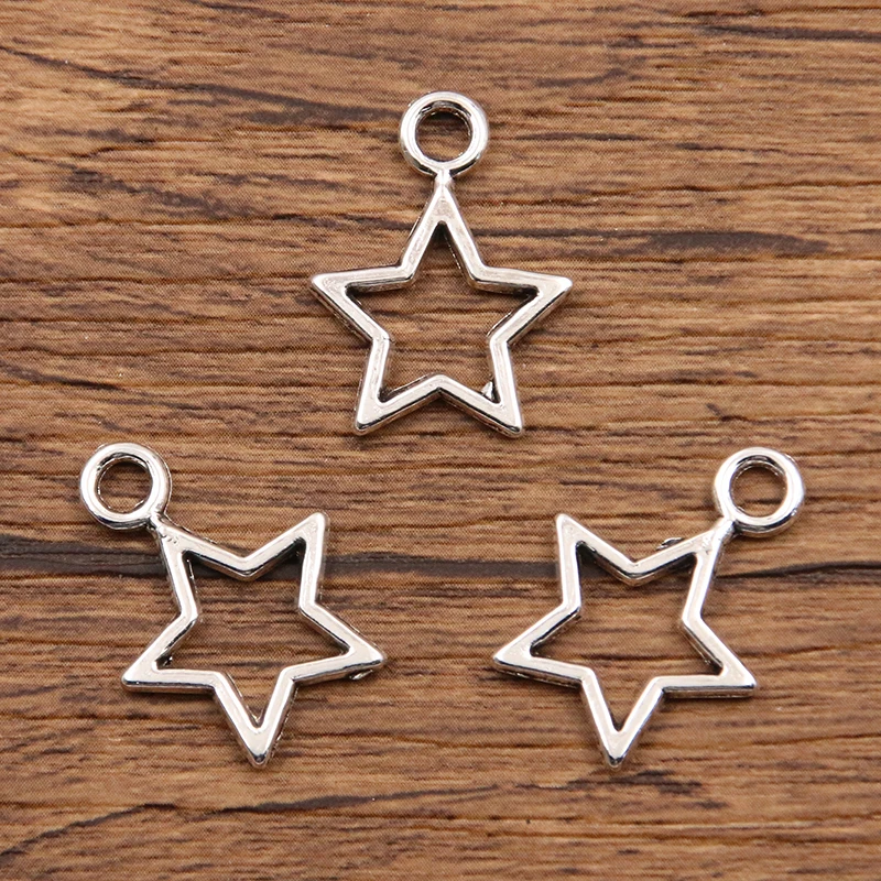 50PCS 4 Size Picture Color Hollow Big Small Star Charms Geometry Pendant Metal Alloy DIY Necklace Bracelet Earrings Marking