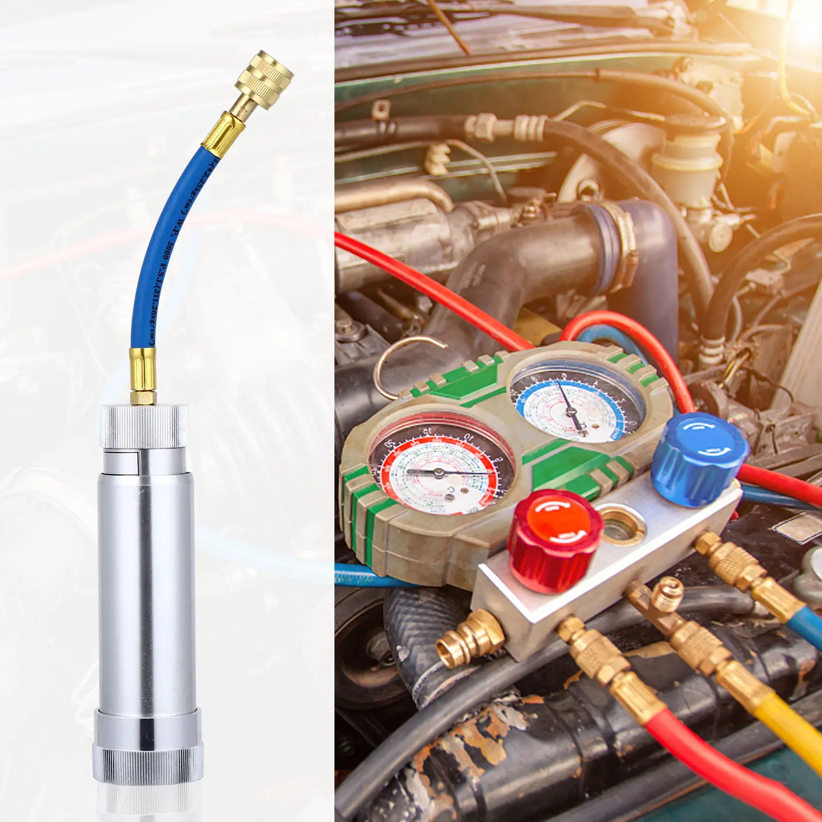 

Universal Air Conditioning Oil Injector Compatible with All Refrigerant Oils and Fluorescent Leak Detection Dyes Professional