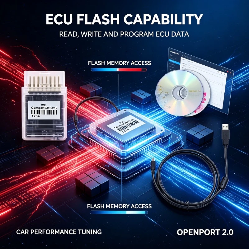 Adaptateur de lecture de codes OBD‑2 compatible J2534, Openport 2.0, configuration à puce complète, prend en charge le réglage par flash de l'ECU, adapté au réglage des paramètres de routine Mercedes‑Benz en garage à domicile
