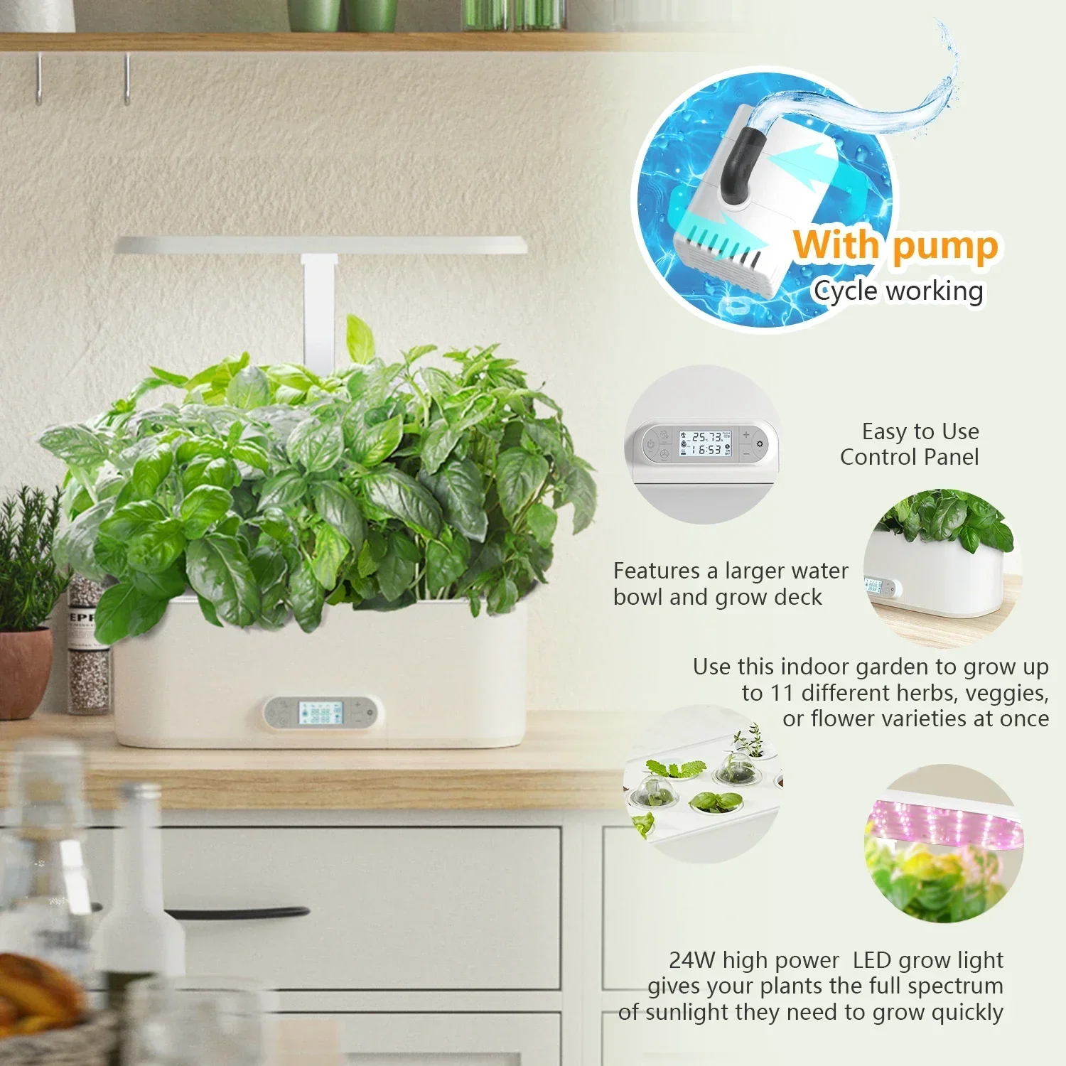 J&C 24W 3 kinds of full spectrum hydroponics system indoor smart indoor garden hydroponic grow system mini garden hydroponic