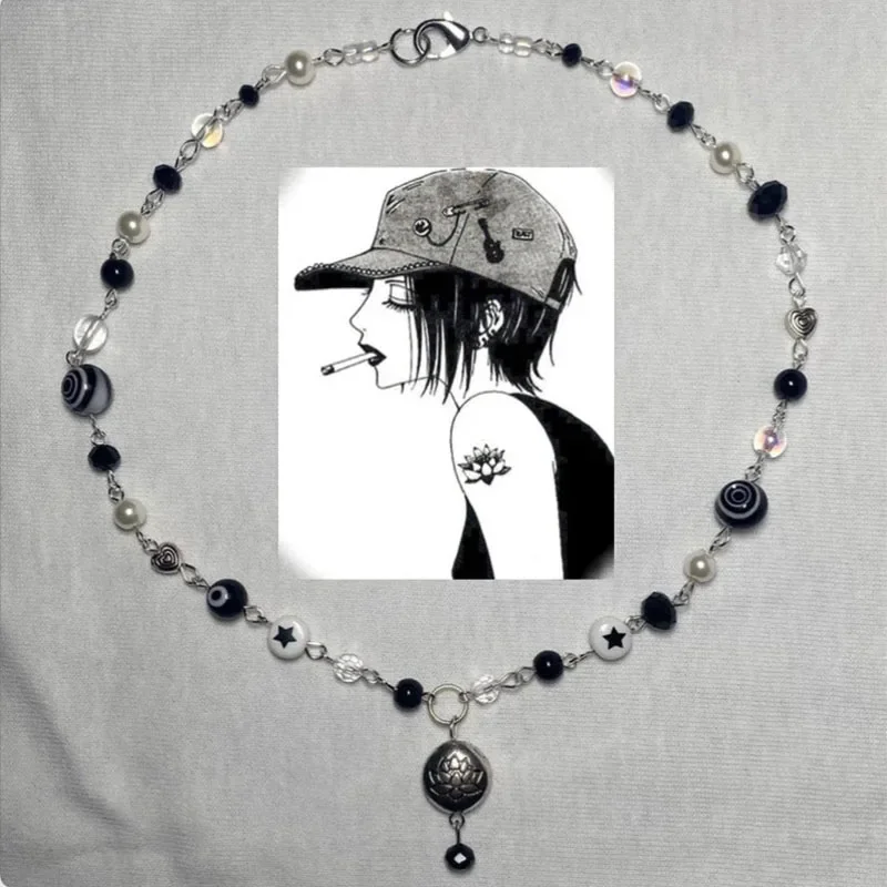 Nana Osaki inspired lotus flower pendant necklace glass beaded