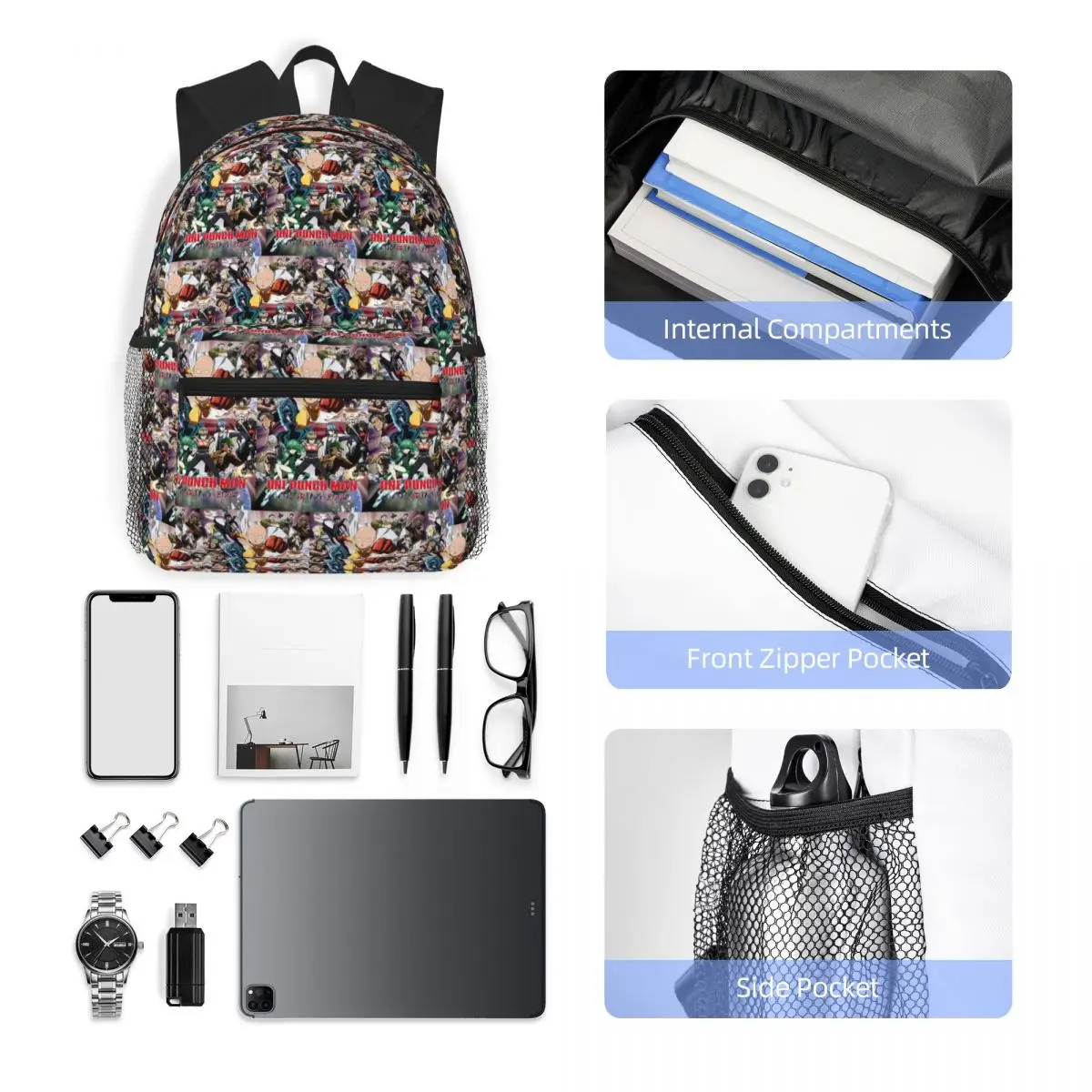 أنيمي واحد لكمة رجل الطالب على ظهره حقيبة مدرسية المشي لمسافات طويلة السفر Daypack للبنين بنات موضة حقيبة الكتب حقائب الكتف