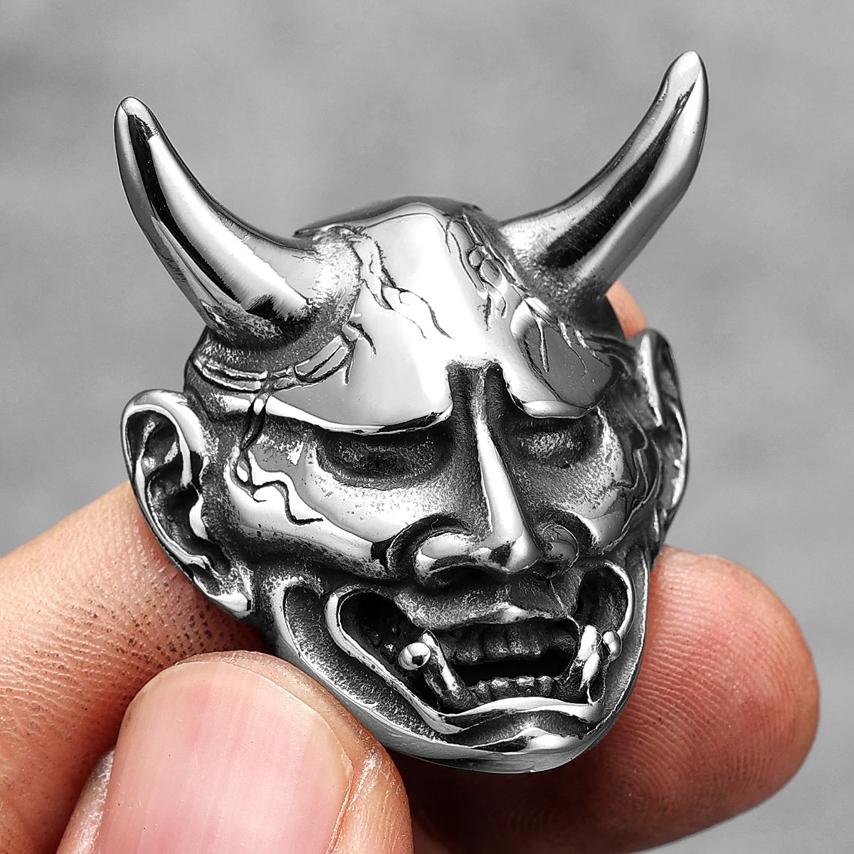 Japanese Prajna Mask Stainless Steel Men Women Necklaces Pendants Chain Punk Jewelry Creativity Gift Dropshipping Wholesale