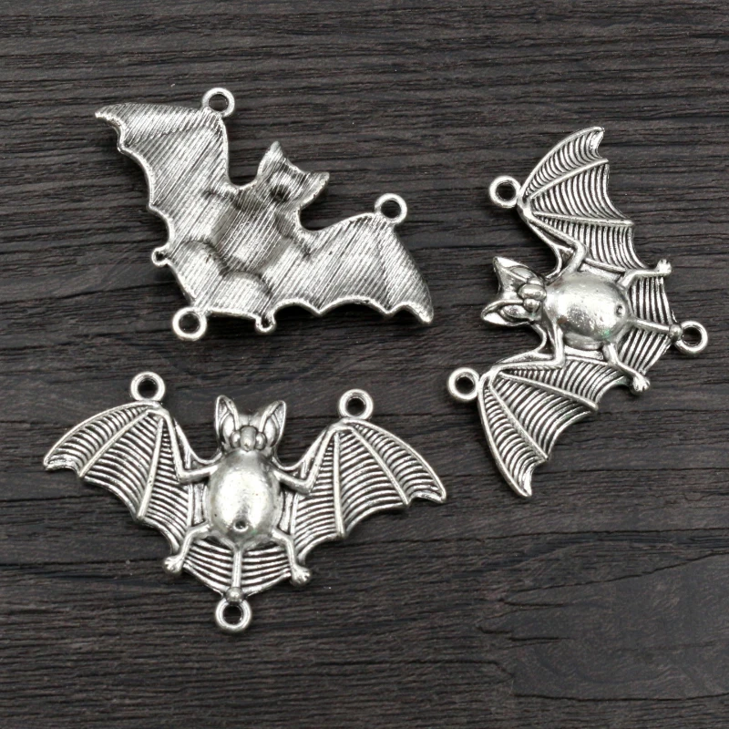 48x30mm 4pcs Antique Silver Plated And Bronze Plated Bat Connector Handmade Charms Pendant:DIY for bracelet necklace