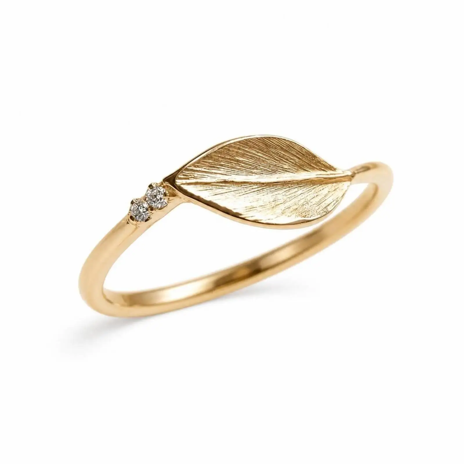 Women Ring 925 Silver Textured Leaf Detailed Band Statement Jewelry for Casual Party Gift