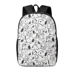 Custom S-Snoopys Smile Giggle Laugh Pattern Backpack for Men Women Water Resistant School College Bag Printing Bookbag