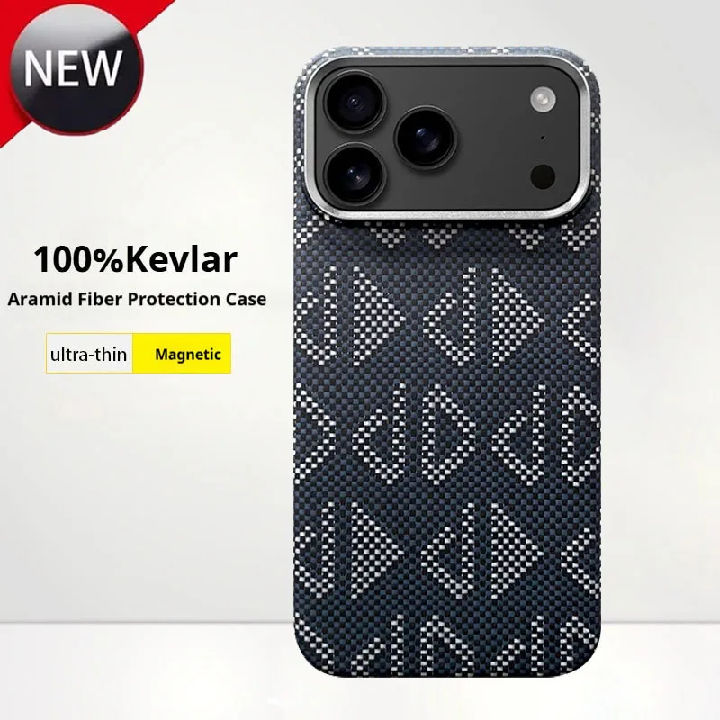 For iPhone 18 Pro Max Case Real 100% Aramid Fiber Slim Magnetic Magsafe Hard Shell Ultra Thin Carbon Texture Armor Cover