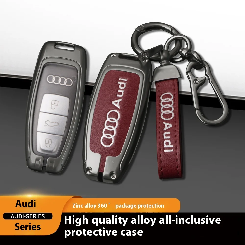 Car Zinc Alloy Key Case For Audi Q8 RSQ8 A6 S6 RS6 A7 S7 RS7 A8 A7L RS E-tron GT Q4 Q5 e-tron Q6 Q7 Car KeyChain Metal Key Shell