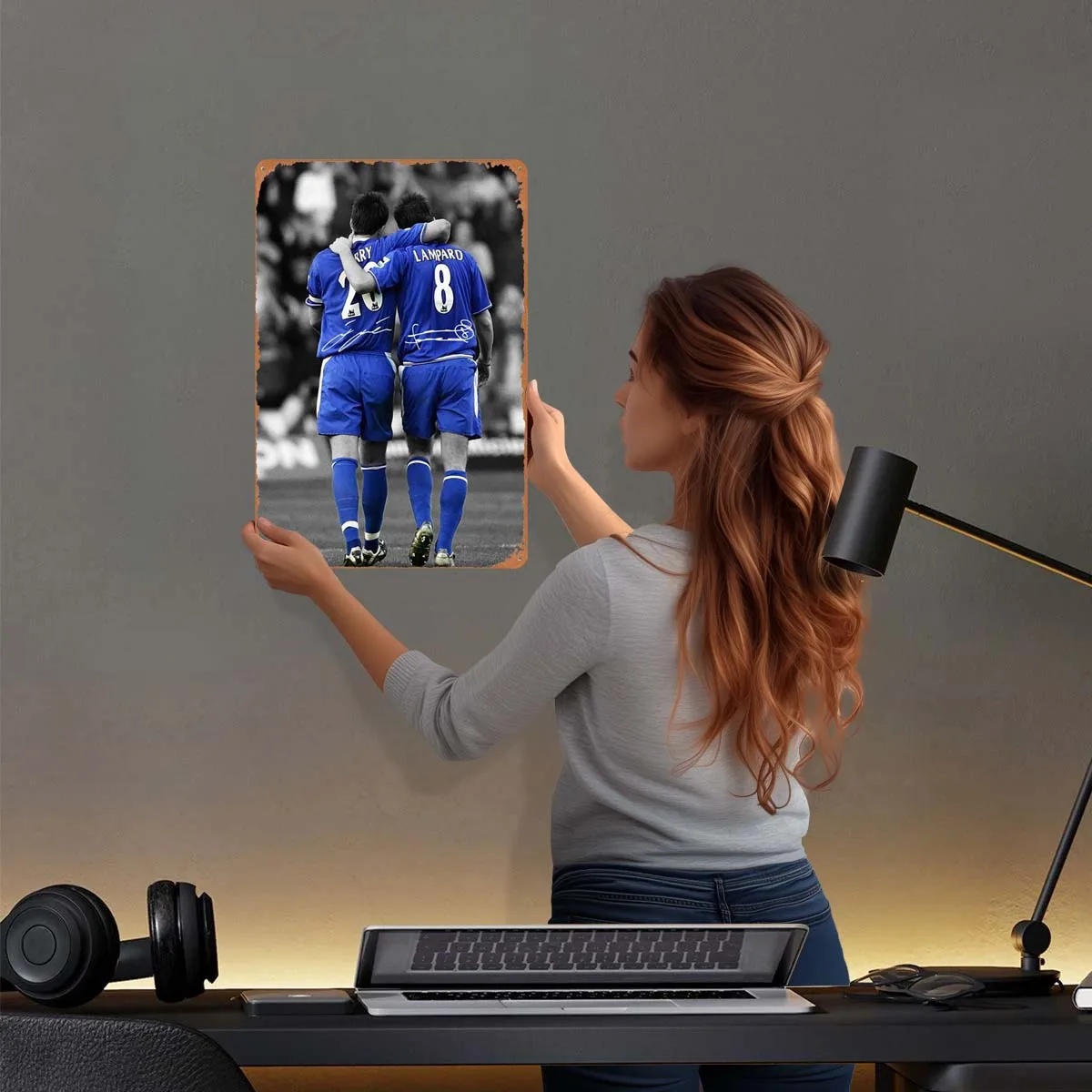 Frank Lampard and John Terry Metal Poster Soccer Sports Metal Signs Wall Art Mural Custom Tinplate Sign for Wall Art Decoration