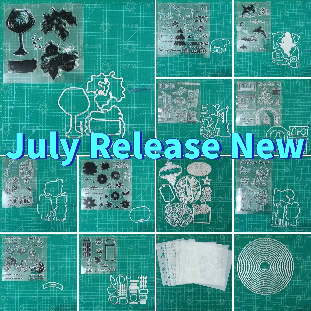 July Release New Cheers Whale Gift Town Metal Cutting Dies Clear Stamps Stencil for DIY Decorating Scrapbook Paper Template