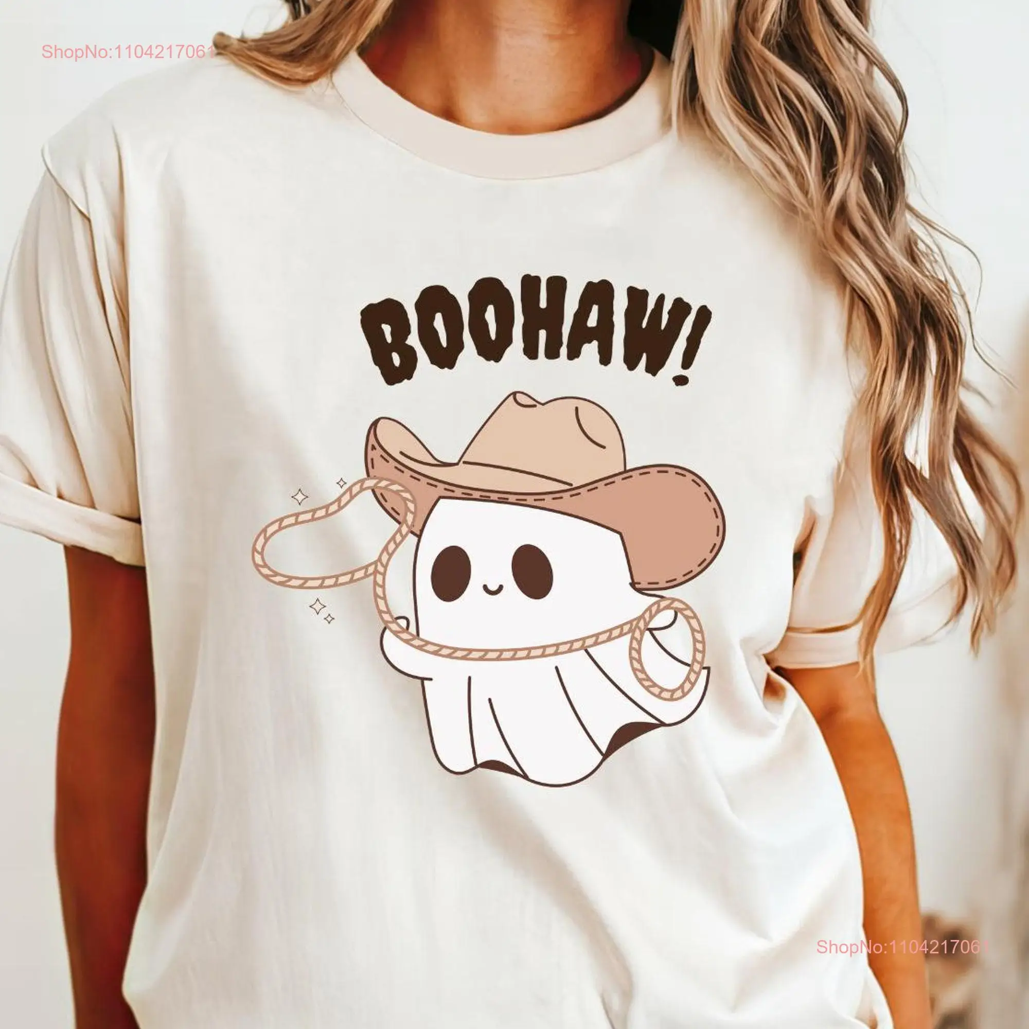 BooHaw T Shirt YeeHaw Country Spooky Halloween Fall Autumn Western Vibes long or short sleeves