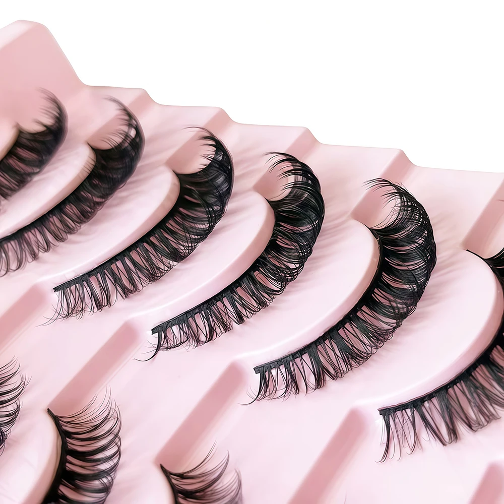 7 أزواج من الرموش الصناعية على الطراز الهزلي الأوروبي والأمريكي، غرة هجينة لمجموعة الفتيات الحلوة والحافة، قطعة واحدة، بطول كامل