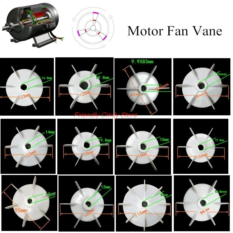 1PCS Dc Single-phase Motor Cooling Parts Plastic Fan Blade Air Pump Replacement Parts JW50 JW56 JW63 JW71 AO90-4P