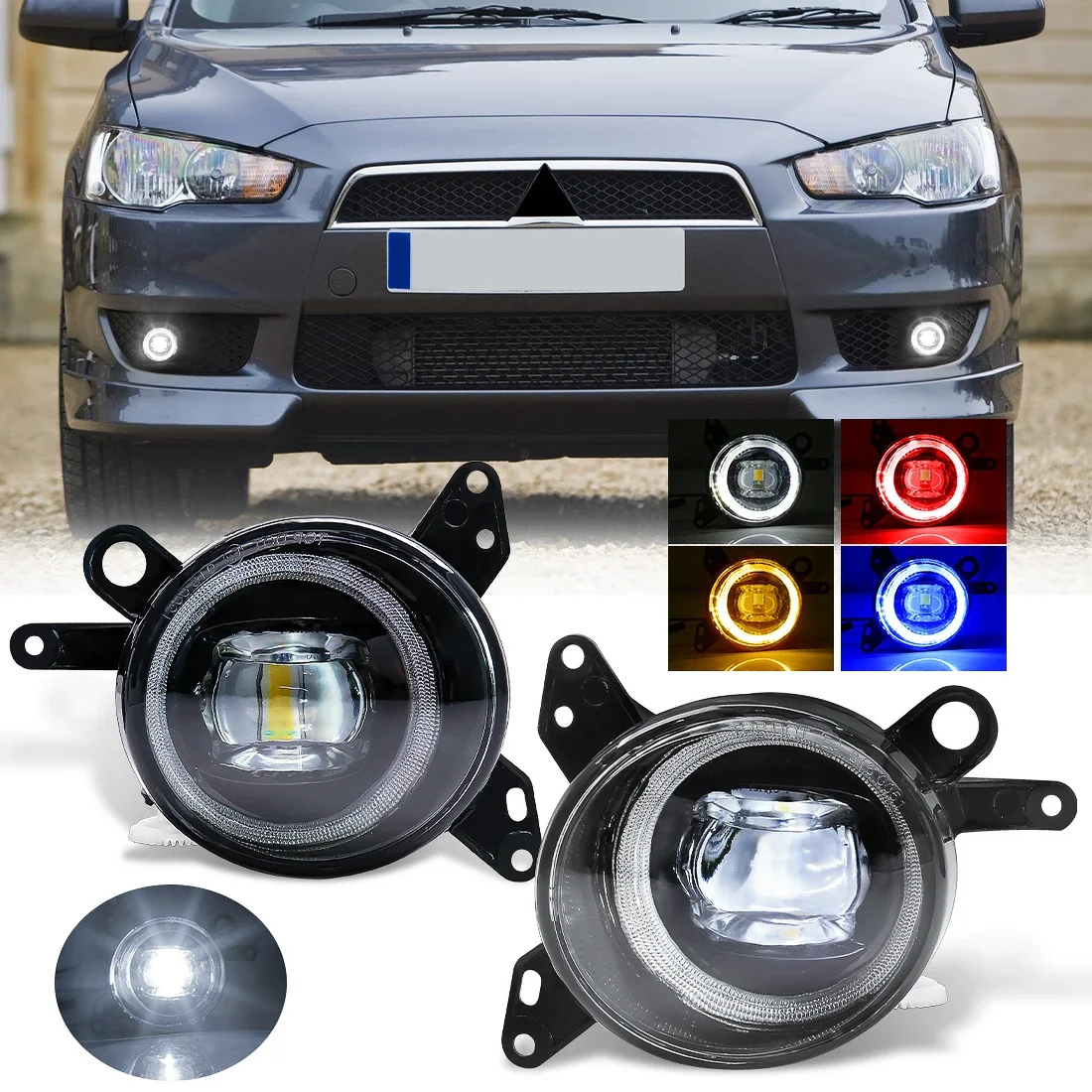 

Car Fog Light Assembly For Mitsubishi Lancer 2007 2008 2009 2010 2011 2012 Front Bumper LED Angel Eyes Headlight Accessories 12V