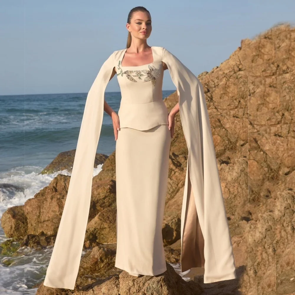 

Вечернее платье высокого качества по индивидуальному заказу с блестящим узором и квадратным вырезом, прямые длинные платья на заказ, элегантная вечеринка, свадьба