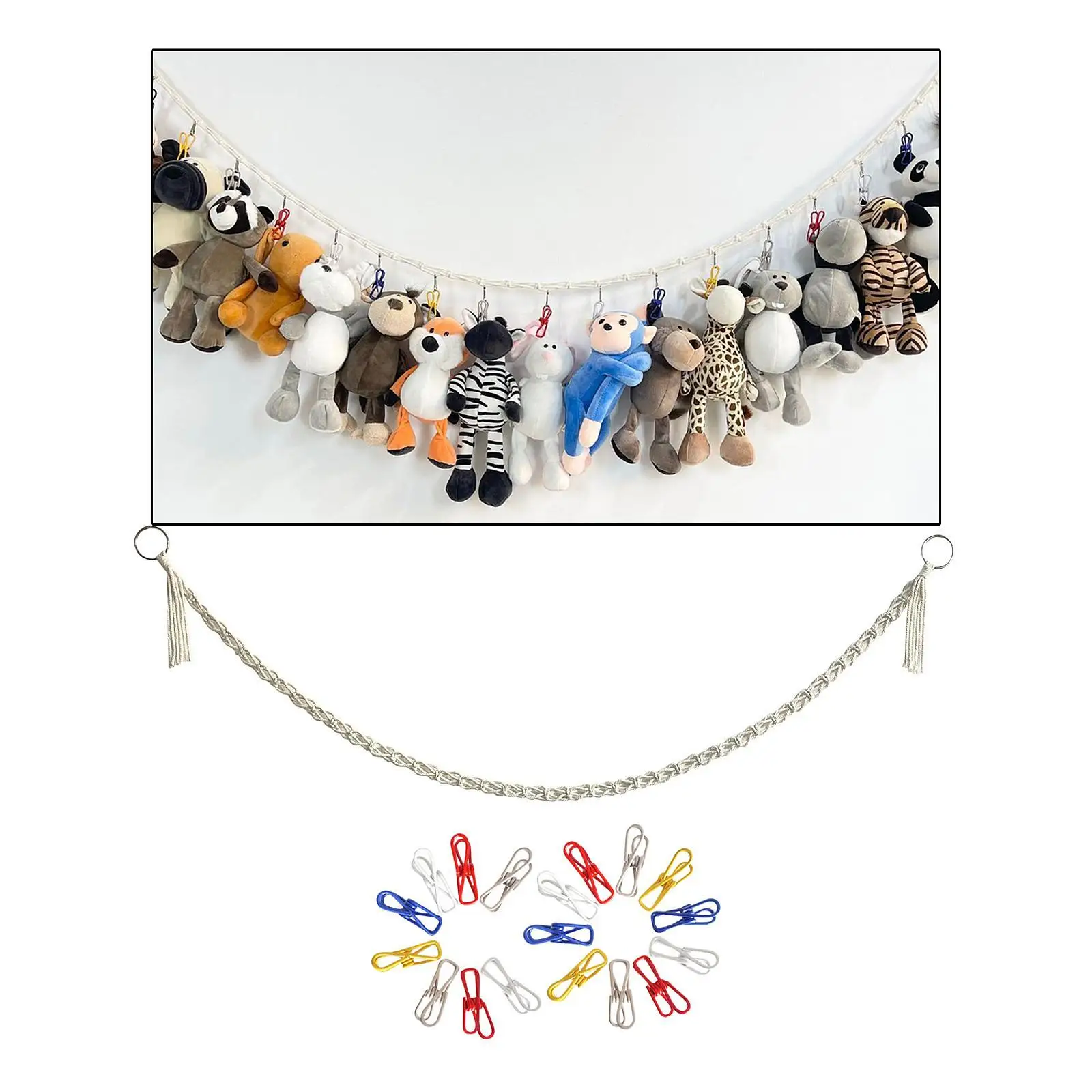 Stuffed Toy Display Organizer Cotton Toy Display Chain Multipurpose Photos Cards Ties Stuffed Toy Chain for Gyms Bedrooms