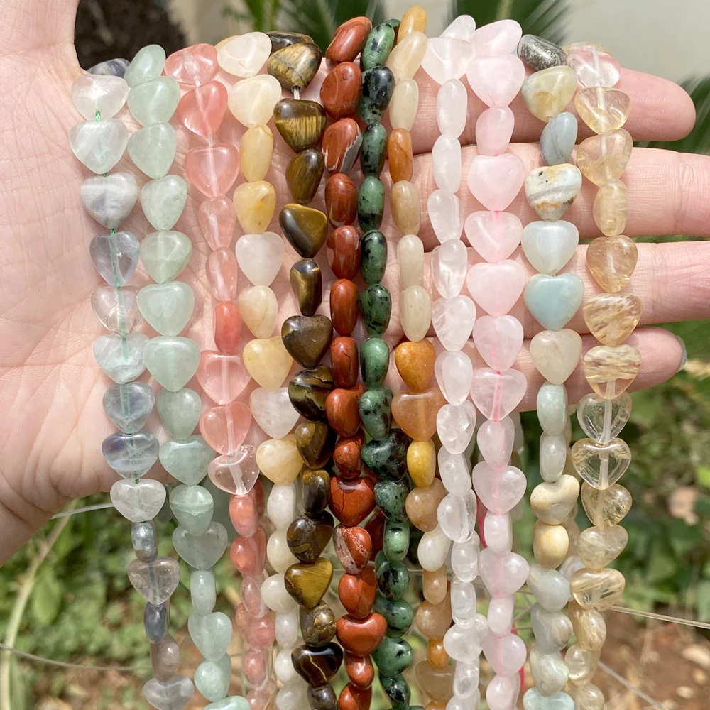 

Бусины из натурального камня в форме сердца, россыпью бусины из розового кварца, лазурита, амазонита для изготовления ювелирных изделий, браслетов, ожерелий ручной работы, 10 мм