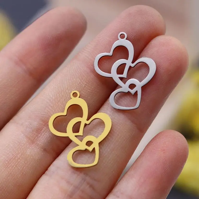 

3pcs Love Layered Chain Line diy Accessories Stainless Steel Pendant Charms for Jewelry Making Earrings Bracelets Metal Material