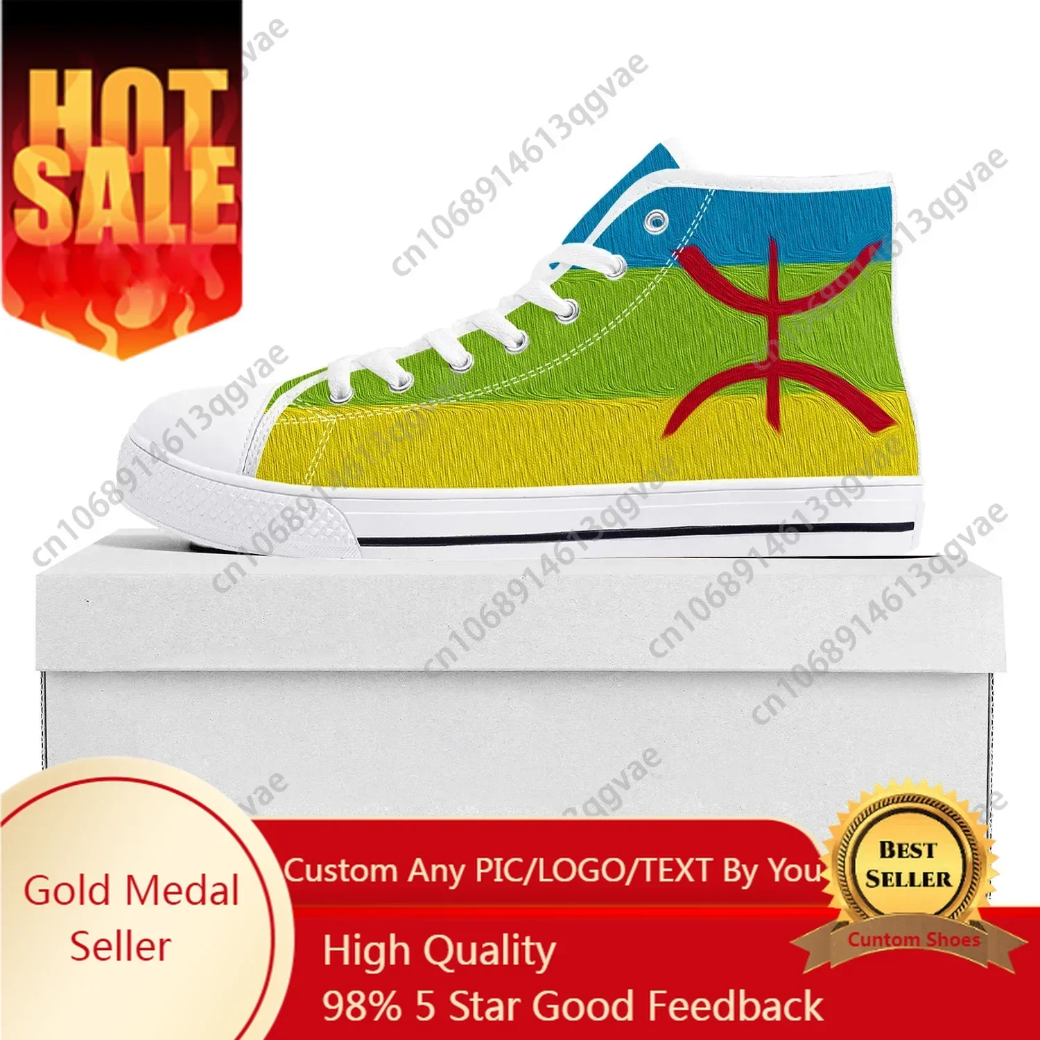 

Berber Flag Pop High Top Sneakers Mens Womens Canvas Sneaker Berber Casual Couple Shoes Custom Shoe White