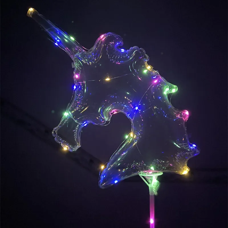 Maniglia Led albero di natale cuore palloncino luminoso trasparente unicorno matrimonio decorazioni per feste di compleanno palloncino leggero a LED