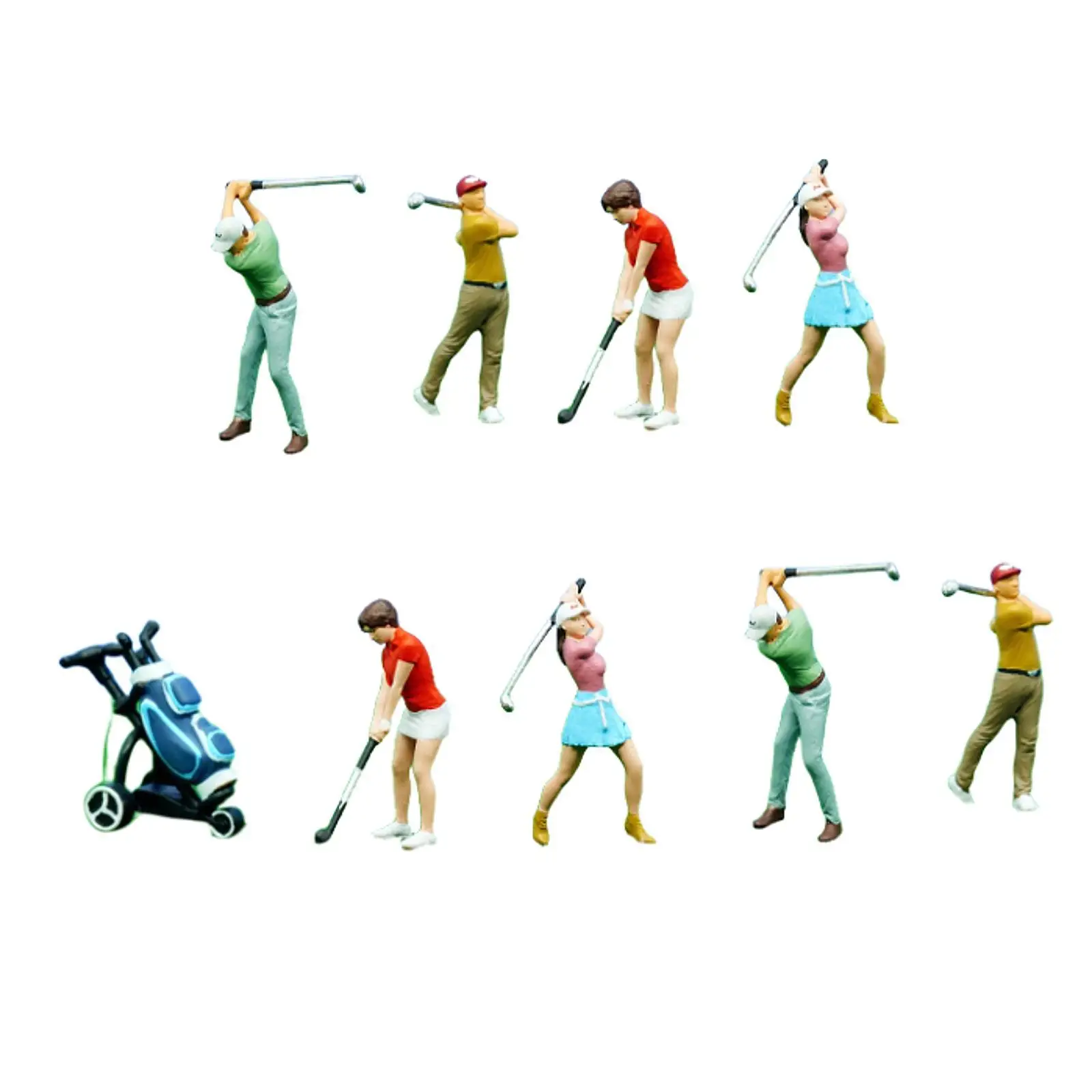 

4 Pieces 1/64 Miniature Golfer Figures Miniature Golf Players Micro Landscape Decor