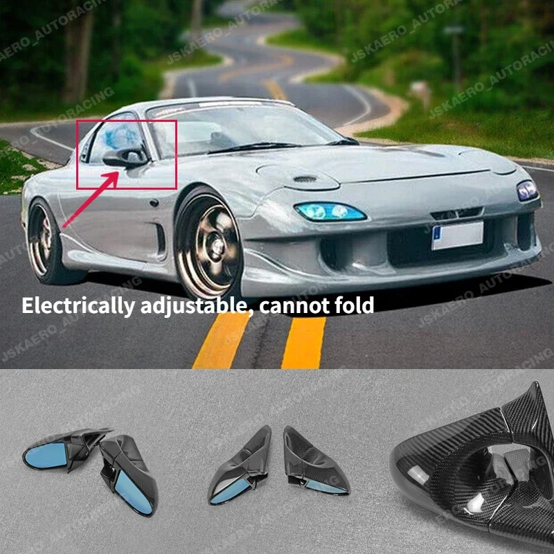 Kits de Carrocería de Fibra de Carbono para Mazda RX7 FD3S (LHD), Alerón Lateral, Retrovisor, 2 Piezas