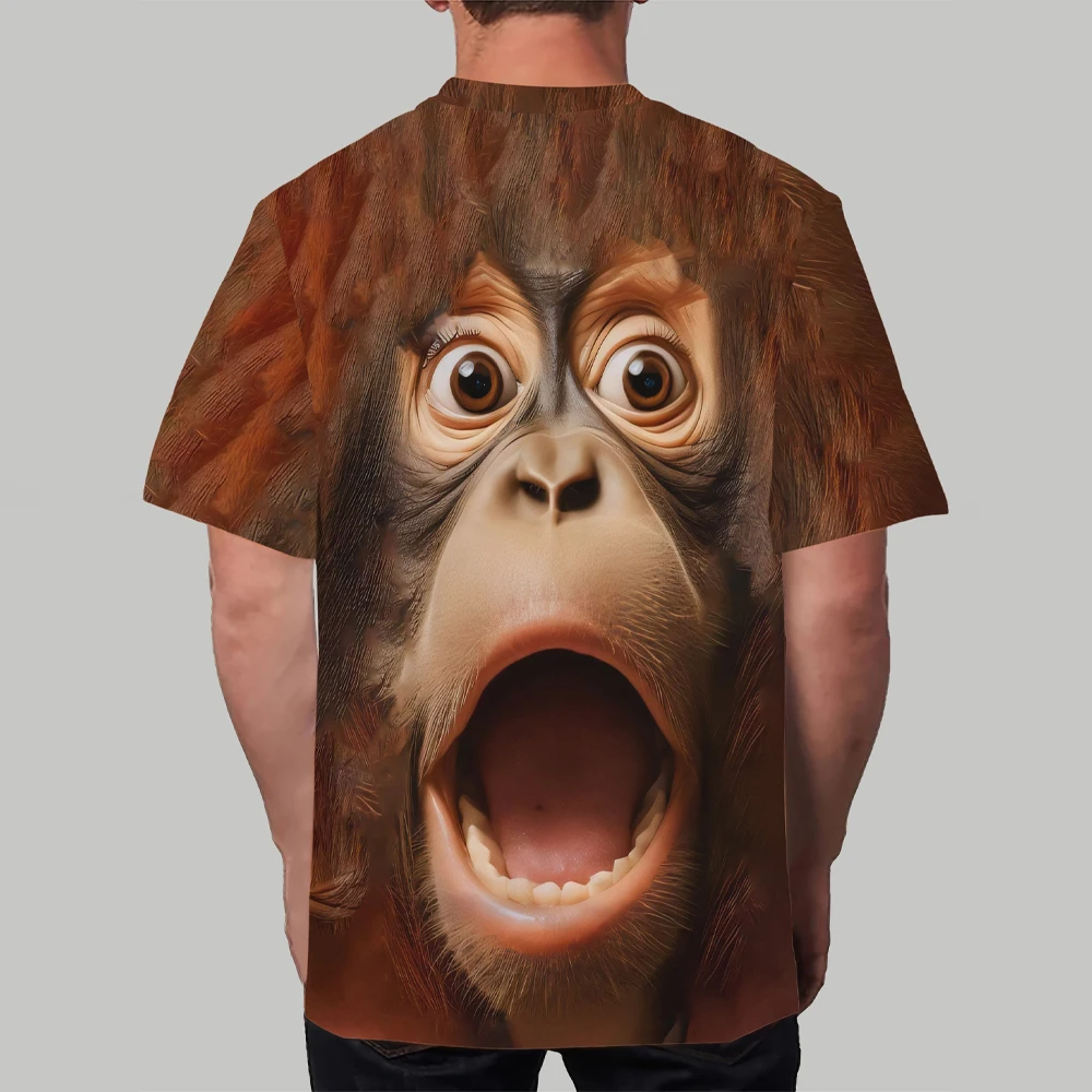 Funny Monkey Print T-shirts for Men Summer Men's Clothes O-Neck Men Short Sleeve Tee Casual Loose Monkey Graphic T shirts Tops