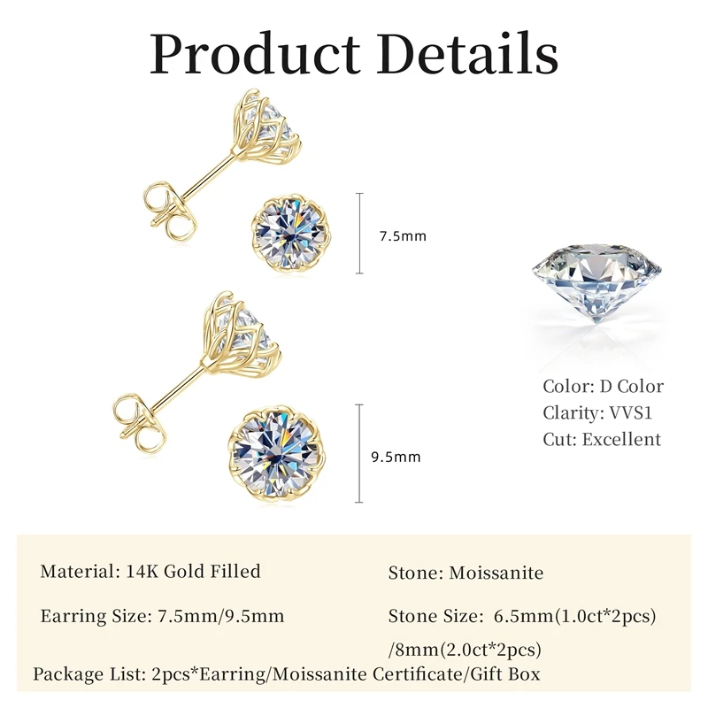 Thumbnail 2 - #84 Latest Moissanite Stud Earrings Offers