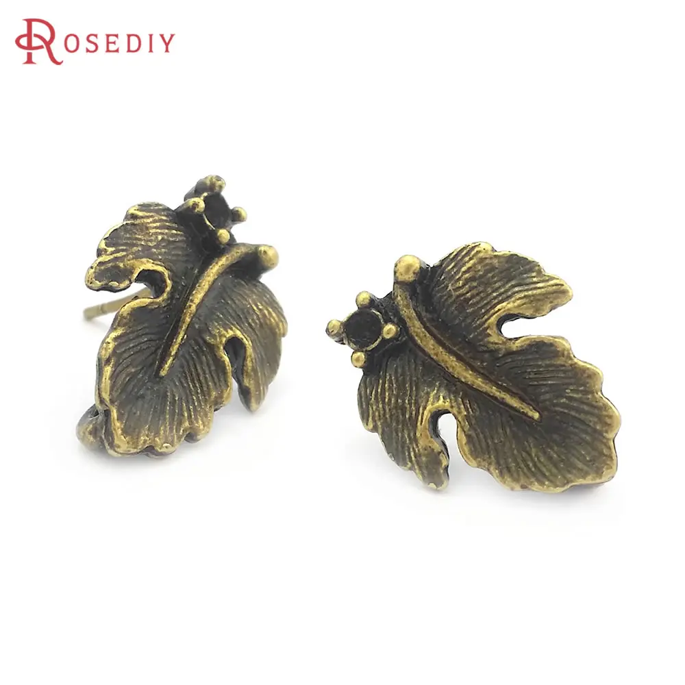 Antique Style Antique Silver Color Bronze Connector Flower Stud Earrings Accessories Diy Making Jewelry Findings Accessories