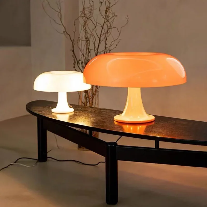 

Modern Simple LED Orange White Mushroom Table Lamp International Designer Bedroom Bedside Atmosphere Decoration Table Lamp