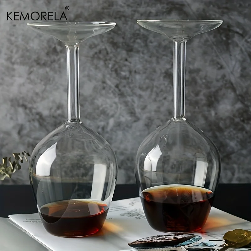 1/2PCS Hand-Blown Borosilicate Glass Wine Goblet 400ml Shatterproof Inverted Cup Thermal Resistant for Red Wine Cold Drinks