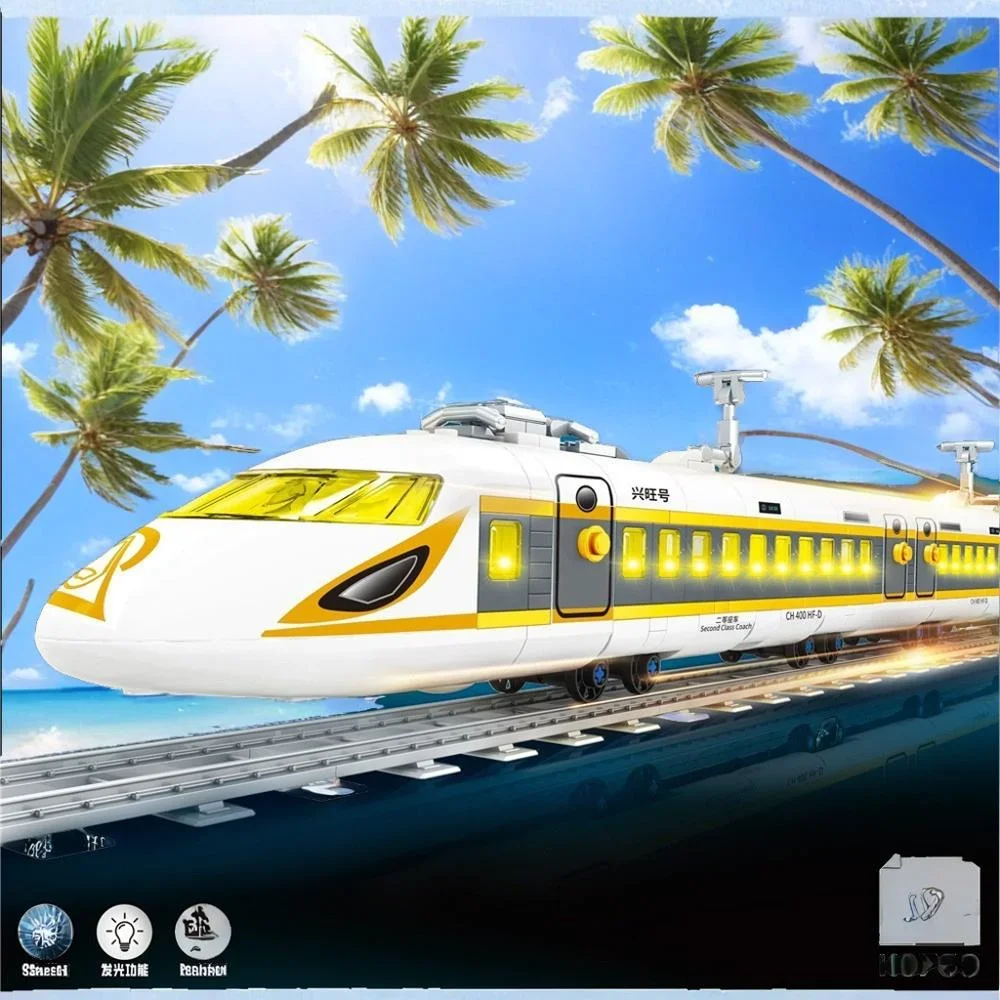 Ensemble de blocs de construction de Train urbain Orange à grande vitesse-Train ferroviaire technique MOC pour enfants bricolage amis jouet cadeau pour les enfants