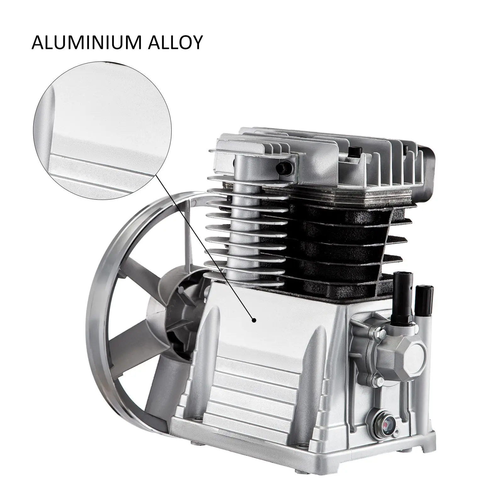 Air Compressor Pump, 3HP 11.8CFM, Industrial Head Motor, 1300RPM High-Spped Single Stage Twin Cylinder Aluminum Piston Style