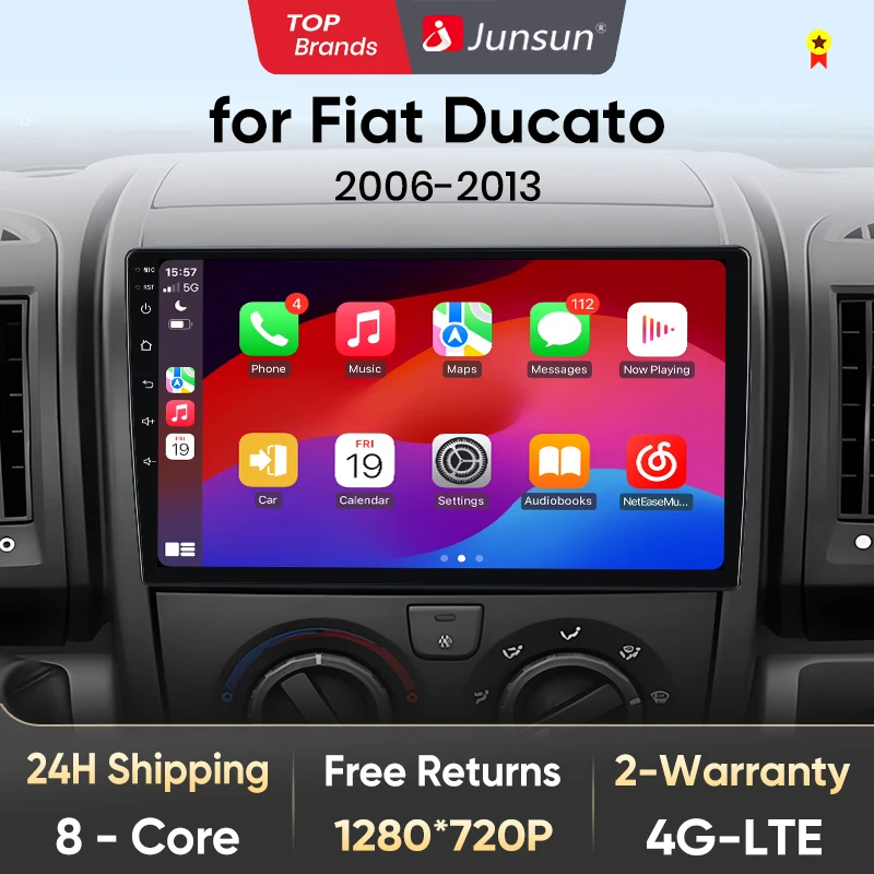 Junsun V1 Wireless CarPlay Android Auto Radio for Fiat Ducato 2007-2015 Peugeot Boxer 2 Citroen Jumper 2 Car GPS 2din autoradio