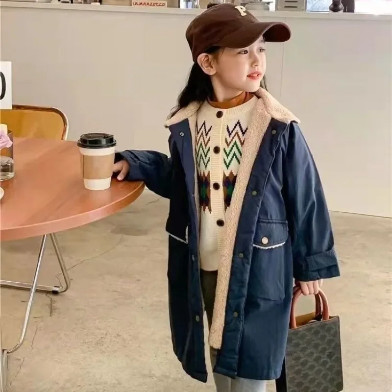 Kids' Thermal Winter Coat 2025 New Fashion Cotton Padded Jacket for Children Warm Kids' Outdoor Puffer Coat with Zipper Longline