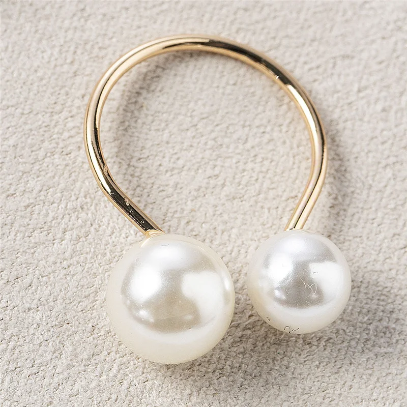 6 PC Elegant Pearls Napkin Rings Gold Christening Bangle Metal Napkin Holder Wedding Gift Bridal Shower Decor Party Supplie