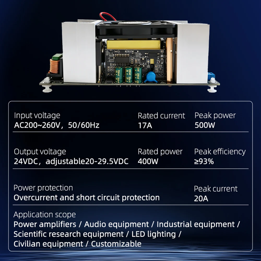 400W High-end Converter for Amplifier AC220V-DC24V 17A Low Ripples Low Noise Isolated Type Primary Switching Power Supply