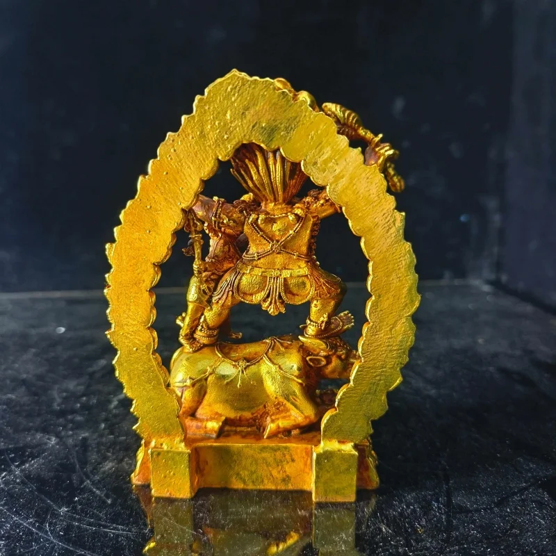 Gilded Tibetan Buddhism Protector Statue Tantric Buddhism Home Worship yamantaka Buddha Statue Decoration Modern Crafts