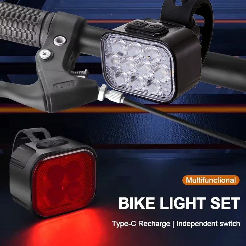 5 Modes 1100Mah USB MTB Road Bicycle Headlight 9 Modes 550Mah Rechargeable Cycling Taillight LED Bicycle Front Light Head Lamp