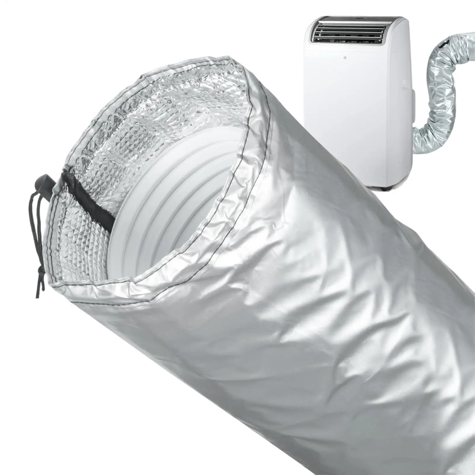 Portable AC Vent Hose Insulation Sleeve with Heat Resistant Properties for Use in Variable Ambient Temperature Environments