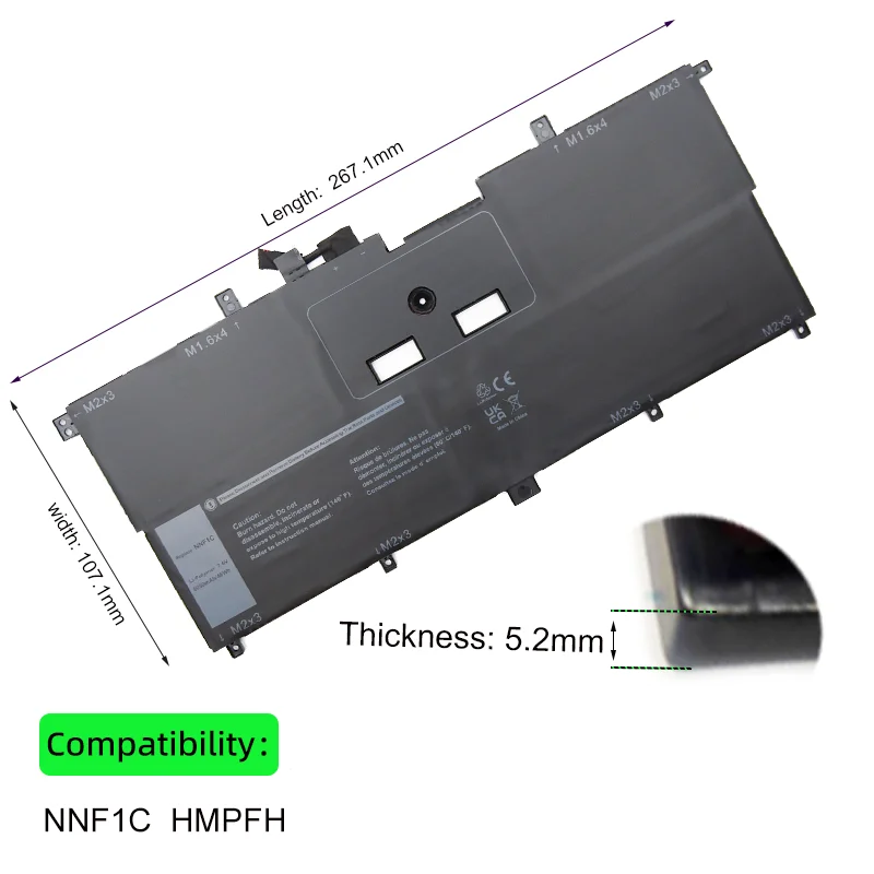 NNF1C Laptop Battery Replacement for DELL   For Dell XPS 13 9365 Series laptop