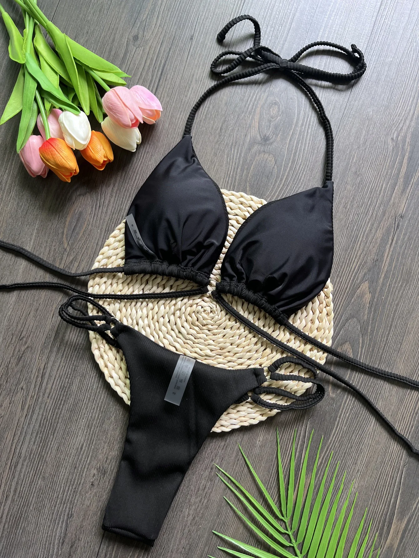 2025 novo conjunto de biquíni de duas peças halter alta perna corte acolchoado biquíni feminino maiô banhista natação wear