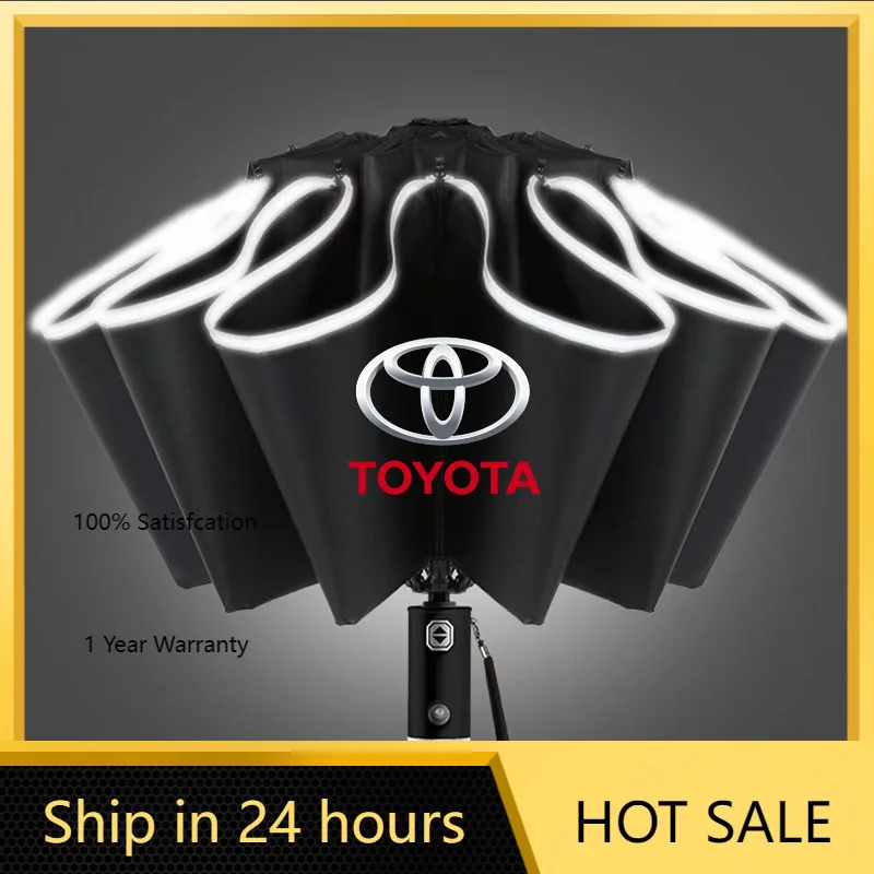 

Автомобильный автоматический зонт со светодиодной светоотражающей полосой, зонт от дождя и ветра для toyota camry chr corolla rav4 yaris prius