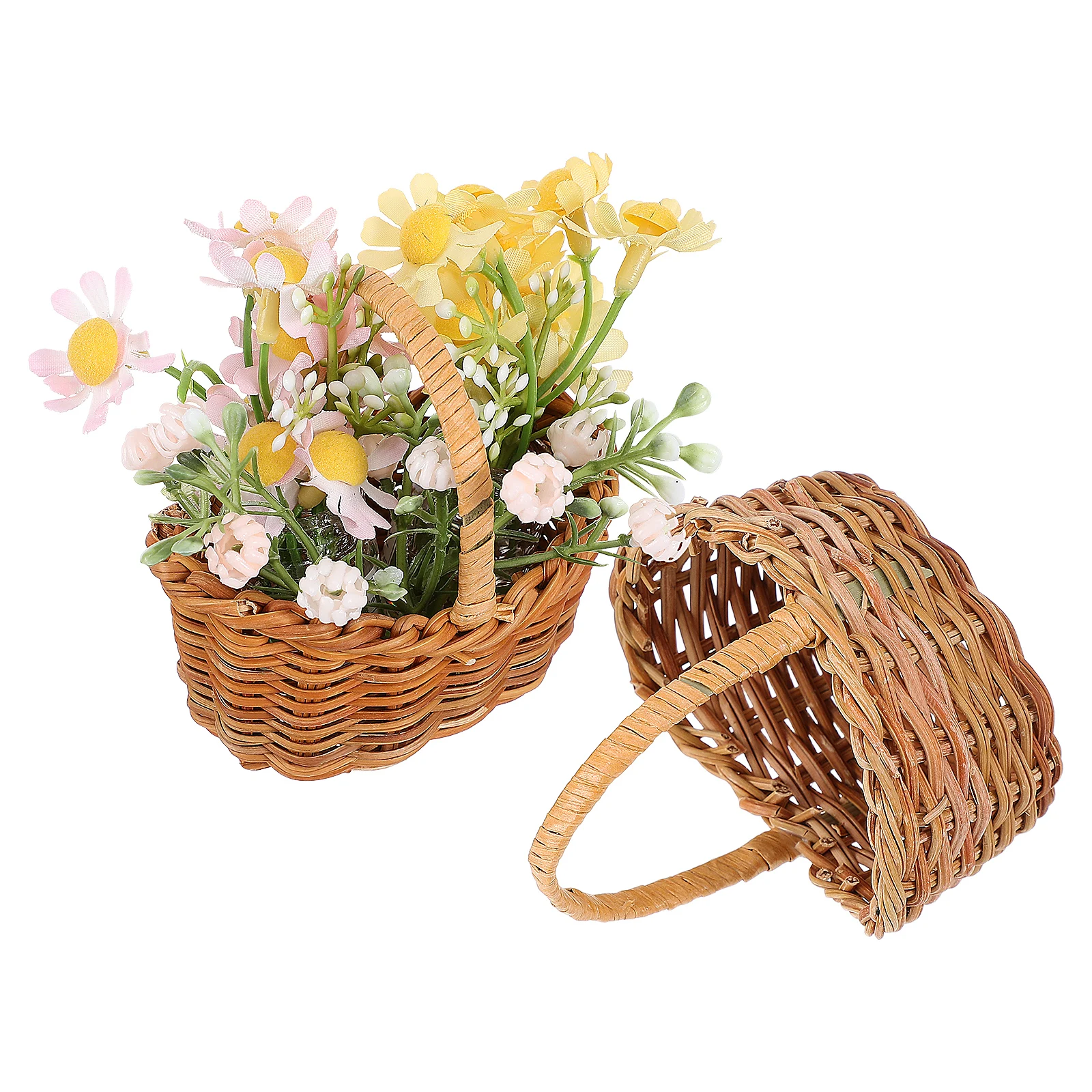 

Mini Baskets Rattan Flower Girl Child Party Crafts Decor Wedding Miniature Small