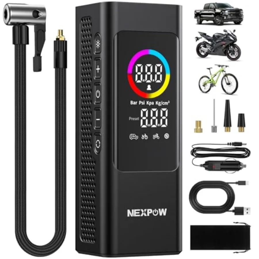 

Tire Inflator Portable Air Compressor 150 PSI Cordless Car Air Pump with Digital Gauge Rechargeable 7800mAh Battery LED Light f