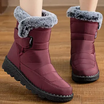 Bottes d'hiver à talons imperméables pour femme, chaussures de neige élégantes et chaudes en fourrure, nouvelle collection 2023