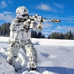 Tactical Outdoor Snow Camo Hunting Training Gloves Headwear Helmet Cover