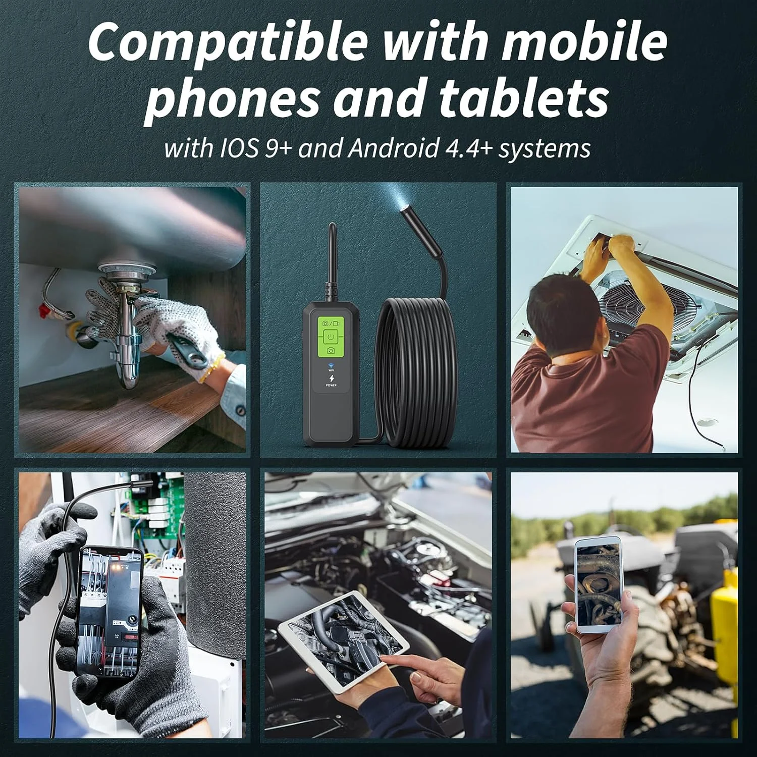 8mm 1440P Dual Lens Wifi Video Piping Sewer Endoscope Inspection Camera For Android Iphone Ios Cars High Quality Industrial image 6