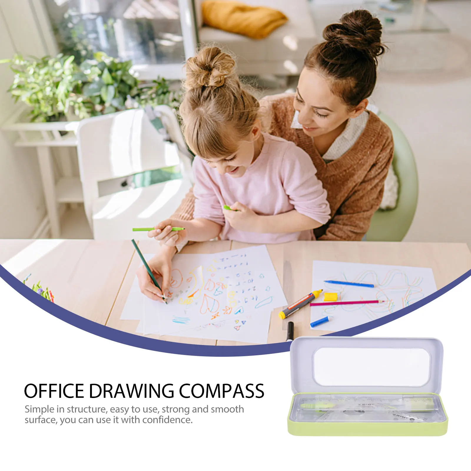Compass Ruler Set Math Kit Suite Drawing Triangles Drafting Tools Green Student